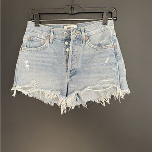 Agolde Women's Frayed Jean Shorts - Light Blue